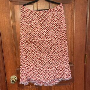 Vintage Free People Gingham Checkered Patterned Floral Eyelet Hem Women's Skirt